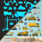 Wandsticker Leuchtend Bagger - Wandtattoo Kinderzimmer Jungen Baufahrzeug - Selbstklebend Wandsticker LKW Digger Traktor - Wandaufkleber Baustelle für Schlafzimmer Babyzimmer Wanddeko (Blau)