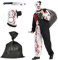Ulikey Art Clown Kostüm, Halloween Kostüm Herren Horror Clown, Kostüm Killer Set mit Hut Dolch Schwarze Große Tasche, Schwarz Weiß Jumpsuit, Terrifier Clown Cosplay Halloween Karneval Party (XXL)