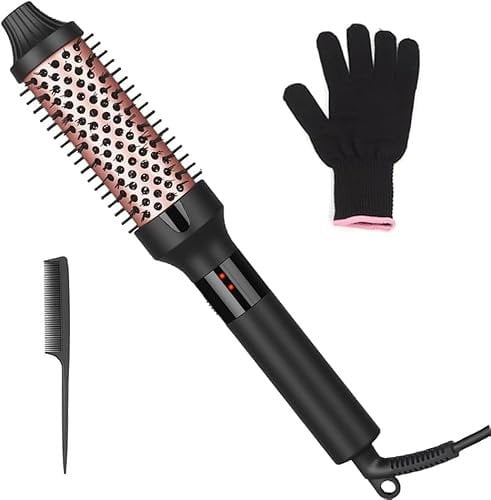 Thermal Brush, Curling Iron Brush for Curls & Volume, 32mm Heated Brush Hair Curling Comb Round Brush for Smoother Style, Dual Voltage