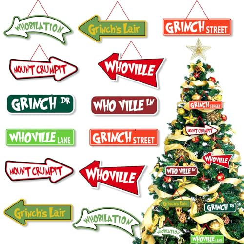 Grinchs Christmas Tree Decorations - Grinchs Christmas Tree Hanging Ornament Holiday Xmas Ornaments Christmas Decor Home Indoors(20Pcs)