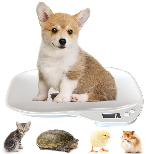 Digitale Haustierwaage, Digital-Haustier-Skala Tierwaage mit LCD-Display, 4 Gewichtungsmodi (oz/ml/lb/g), Hundewaage bis 15 kg, Digitale Tierwaage für Haustiere und Küche