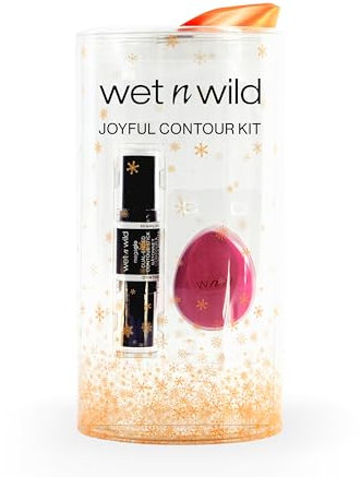 Wet n Wild Joyful Contour Kit, Contour Stick Set mit Doppelende und Schwämmchen, Highlighter und Contour Stick mit Leicht Verblendbarer Formel für einen Definierten Look, Geschenkset für Beauty-Fans