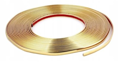 Gudalea 10m Moulure Dorée, GOLD Moulure Chromée, Mur Flexible Doré Drillant, Lexible & Autocollant Moulure pour Carrelage, Miroir, Armoires (10m x 8 mm)