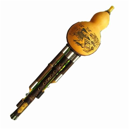 Hulusi Instrument Dreifarbige Hulusi-Flöte Aus Schwarzem Bambus Bruchsichere Kalebasse-Flöte Kürbis-Flauta Professionelle Hulusi(Bass D)