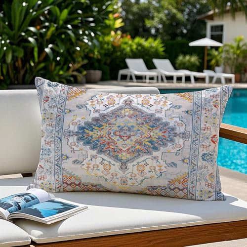 Vorysum Boho Outdoor Kissen Wetterfest 30x50 cm Dekokissen Sommer Kissenbezüge Vintage Kissenhülle Beige Sofakissen für Wohnzimmer Schlafzimmer Garten Dekorative 2er Set