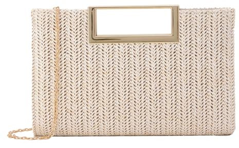 LHHMZ Top Handle Straw Clutch for Women Summer Straw Evening Bag Raffia Shoulder Bag Woven Beach Handbags