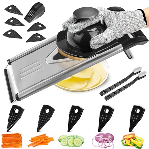 NIOSAVM mandoline slicer, mandoline slicer for kitchen,Stainless Steel mandolin slicer,Vegetable Slicer,mandoline food slicer,slicer vegetable cutter,Cut-Resistant Gloves,