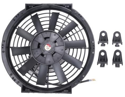 Vocdikficy Kit di Montaggio Ventola Serbatoio Radiatore di Raffreddamento Elettrico Universale Dritto Nero da 10 Pollici 12V 80W 2100 RPM