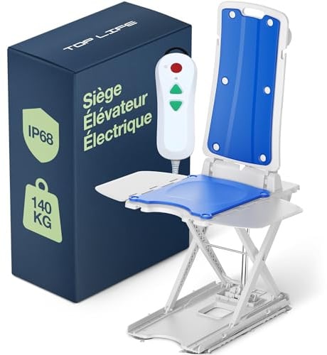 Elektrischer Badewannenlift für Senioren - Fernbedienung, bis 140 kg | Tragbarer motorisierter Aufstehsitz - Höhenverstellbar 6-46 cm, IP68 wasserdicht, ergonomischer klappbarer Sitz