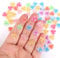 lasuroa 60pcs 3D Ice Translucent Hibiscus Flower Nail Charms, Cute Plastic Floral Nail Art Stickers Mixed Colorful Rhinestones Gems Jewelry for Women Manicure Decorations Accessories