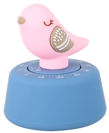 CLISPEED Minuteur Cuisine Mécanique Rose Petit Oiseau, Minuterie De Cuisson 1 Minute, Accessoire Synchronisation, Design Dessin Animé, Usage Domestique, Outil Pratique Cuisine