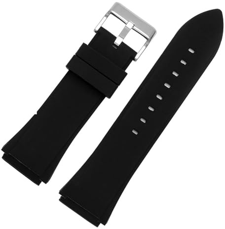 KTRSAVSSA Gummi-Armband, 22 mm, blaues Silikon-Armband, kompatibel mit Guess W0247G3 W0040G3 W0040G7 Uhren, Sport-Uhrenarmband(Black silver buckle)