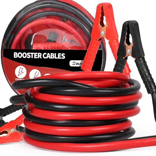 SWAWIS startkabel överbryggningskabel 4 m 3000 A 50 mm² | Bensin och dieselmotorer 12/24 volt för personbilar lastbil kopparbelagda aluminiumkablar startkabel jumper kabel