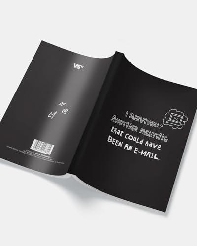 VISUAL STATEMENTS – Notizbuch mit Spruch - I Survived Another Meeting – A5 Softcover – 80 Seiten – Kariert – FSC®-zertifiziert – Klimaneutral produziert