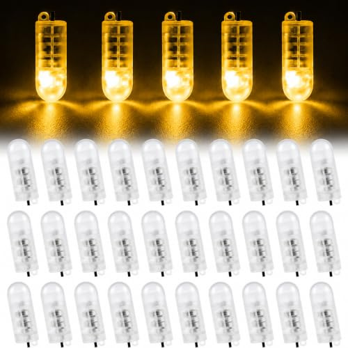 Sunshine smile LED Ballons Lichter mit Haken,LED Ballonlichter 30er Set,Mini LED Lichter für Lampions,Mini Lampions Lichter Warmweiß,lichter für Papierlaternen,Weihnachten,Party,Geburtstag,Luftballons