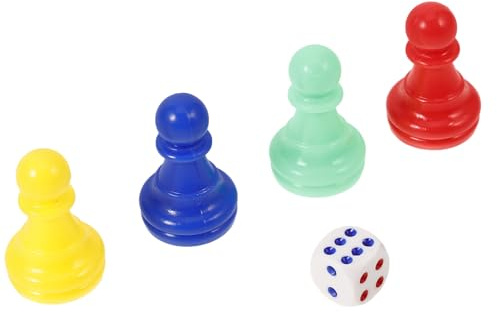 Board Game Pieces Set 40pcs Plastic Pawns and Dice for Traditional Board Games Including Ludo Snakes and Ladders for Family and Travel