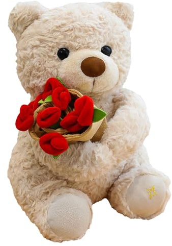 Ours En Peluche Avec Rose,30 Cm/38 Cm, Cadeau Saint Valentin Femme, Mignon Jouet En Peluche, Nounours Peluches Mignon Juet En Peluches Pour Enfant, Garçons, Filles, Anniversaire, Noël, Saint Valentin