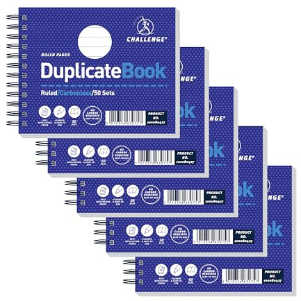 Challenge Duplicate Book, Carbonless, 50 Pages, 5 pack (105 x 130 mm)