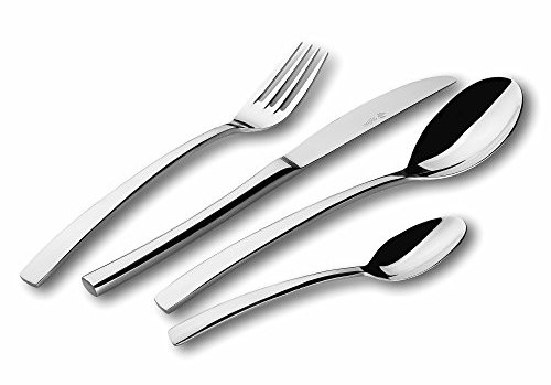 Paul Wirths SWING Besteckset 24-teilig | für 6 Personen | Trendfarbe Silber | hochwertige PVD Veredelung | zeitlos-modernes Besteckset | 18/10 Edelstahl | spülmaschinenfest | Besteck Set 6 Personen