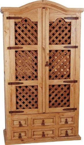 MiaMöbel Barschrank Mexico Möbel 105x196x48 cm Landhausstil Massivholz Pinie Honig