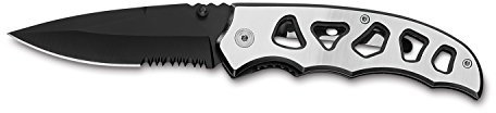 AUSONIA - Coltello da tasca pieghevole MANUALE Cm 20 con manico in alluminio forato e lama in acciaio inox