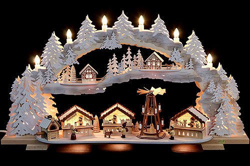 Tietze Weihnachtsmarkt-Kerze variabel 72x43x13 cm - Unparfümiert - Traditionell - Für Weihnachten