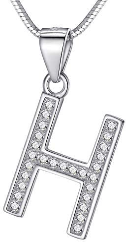 Morella Damen Buchstabenhalskette Halskette und Anhänger Buchstabe H aus 925 Silber rhodiniert 45 cm lang