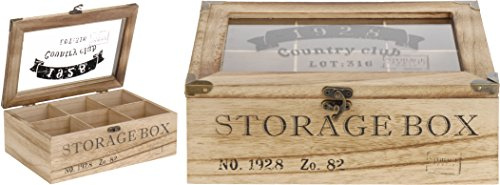 Trendkontor Storage Box Teekiste mit 6 Fächern im Vintage Design