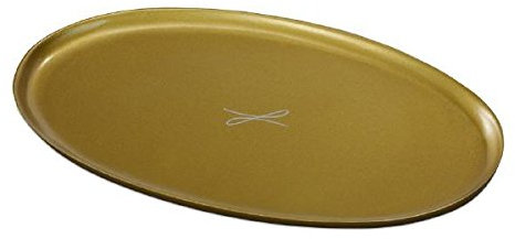 Kerzenteller, Dekoteller Oval Gold 10 x 17 cm