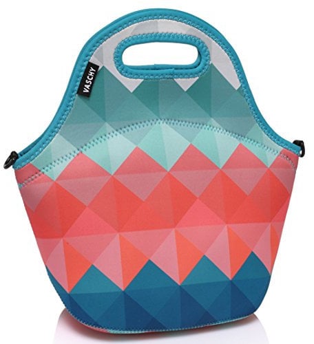 VASCHY Bolsa Termica porta Alimentos, Bolsa Comida Trabajo Bolsa Neopreno Almuerzo para Mujer Hombre Bolso Bandolera Isotermica con Correa para el Hombro Para Escuela Oficina Picnic Playa, Triángulo