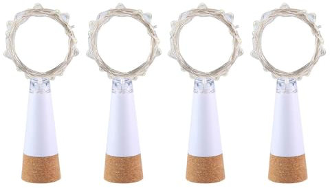 UMIWE LED Flaschenlichter mit Korken, USB Wiederaufladbare Wasserdichte Korkenlichter für Weinflaschen, 1.5m/5ft 15 LED Lichterkette für DIY Weihnachten Halloween Partys Hochzeit Geburtstag 4 Stuck