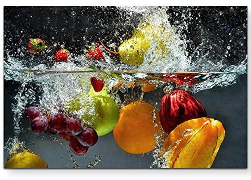 Paul Sinus Art Leinwandbilder | Bilder Leinwand 120x80cm Obst im Wasser