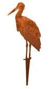 Menovus Rost-Deko Gartenstecker Storch Garten und Teich Dekoration 23x15 cm