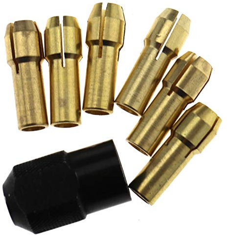 ENET 7Pcs 0.5-3.2mm Brass Chuck Collet Drill Bit Sets Nut Shank Fit Rotary Tools