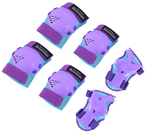 BOSONER Kids/Youth Knee Pad Elbow Pads Set for 3-15 Year, Child Protection Pads for Girls/Boys, for Sports Roller Skates, Cycling, BMX Bike, Skateboard, Inline Rollerblading, Skating, Scooter, Riding