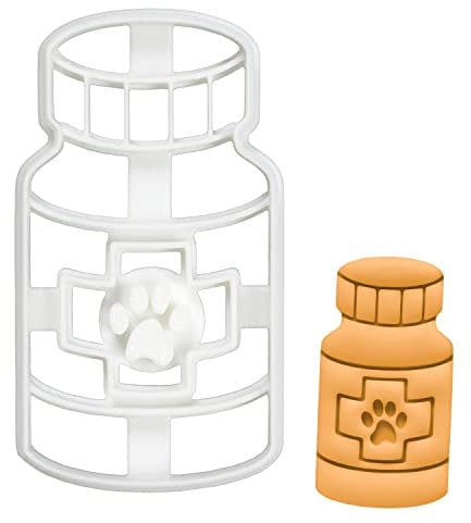 BAKERLOGY Dog Pill Bottle Cookie Cutter - Detailed Biscuit Cutter Design for Baking and Crafts, Ideal on Fondant, Dough, Clay