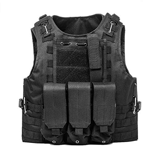 KIDYBELL Verstellbare Softair-Weste Leichtes Oxford-Tuch Trainingsweste Outdoor Sicherheitsschutz Airsoft Weste Jagdweste, Schwarz, 1