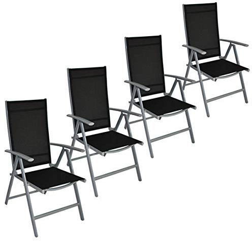 Helo Gartenstuhl Aluminium Hochlehner klappbar verstellbar Silber 4er Set