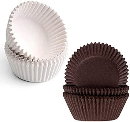 2000 pirottini in carta bianchi o marroni per pasticceria Tortine Muffin cup cake pasticcini Baking Cup (bianco, Ø mm. 30 x H 18,5)