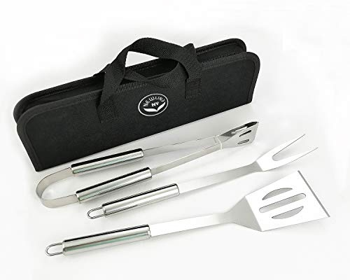 NewlineNY Stainless Steel BBQ Grill Tool Kit Set: 3 pcs