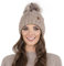 VIVISENCE Wintermütze Mit Bommel Damen Perfekte Passform Warmes Strickmütze Herbst Frauen Mütze Für Winter Aufgerolltem Design Für Extra Wärme Ideal Für Kalte Wintertage Modell, Beige,Einheitsgröße