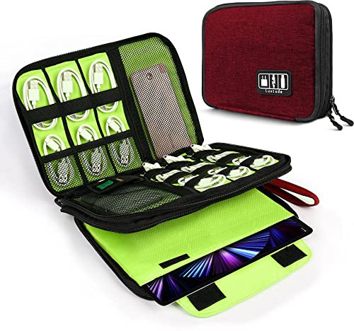 Luxtude Large Electronics Organizer, 11 Travel Cord Organizer, Large Cable Bag, Tech Bag for Cable Storage/Cord Storage/iPad Pro(up to 11)/WallCharger/Electronic Accessories