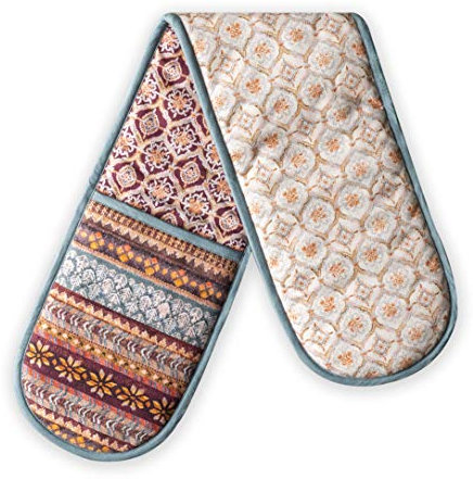 Maison d' Hermine Double Oven Mitts 100% Cotton 18 cm x 89 cm Double Oven Mitt Heat Resistant BBQ Cooking Gloves with Loop, Baking, Grilling, Home, Kitchen, Handling Hot Pans (Fair Isle)