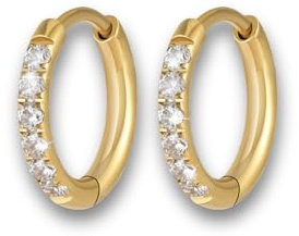 Zirkonia Ohrringe für Damen - Mini Creolen Mit Steinen - Kleine Hoops Aus Hochwertigem Edelstahl Mit 18 Karat Vergoldung - Gold Glitzer Ohrringe für Mädchen