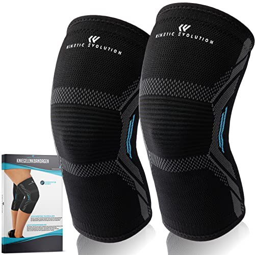 KINETIC EVOLUTION 2 Stück Kniebandage Damen und Herren, Kompression Kniestütze, Sport Knieschoner für Laufen, Kraftsport, Volleyball