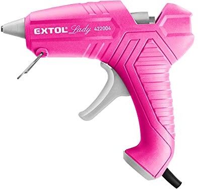 Extol Lady 422004 - Pistola per colla a caldo, 40 W, ugello fine (10 g/min) + 3 bastoncini di colla, Ø 11 mm, colore: rosa