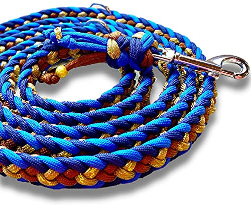 Hochwertige, individuelle Hundeleine geflochten aus Paracord (handgefertigt) mit dem Namen Ihres Hundes. 4 Farben frei kombinierbar. Leichte Leine für kleine & große Hunde