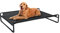 Veehoo Hundeliege Outdoor, Kühlendes Erhöhtes Hundebett Outdoor für Große Hunde, Tragbares Stehendes Haustierbett mit Waschbarem Atmungsaktivem Netz, rutschfeste Füße, Groß, Schwarz