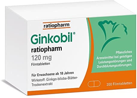Ginkobil® ratiopharm 120 mg Filmtabletten stärken die Gedächtnisleistung und Konzentrationsleistung* mit dem Extrakt aus Ginkgo biloba, 200 Filmtabletten