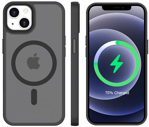 tigratigro Cover Magnetica per iPhone 12, Compatibile con MagSafe, Custodia Traslucida Opaca Posteriore Sottile Antiurto Protettiva Case, Protezione Antiurto di Grado Militare, Nero